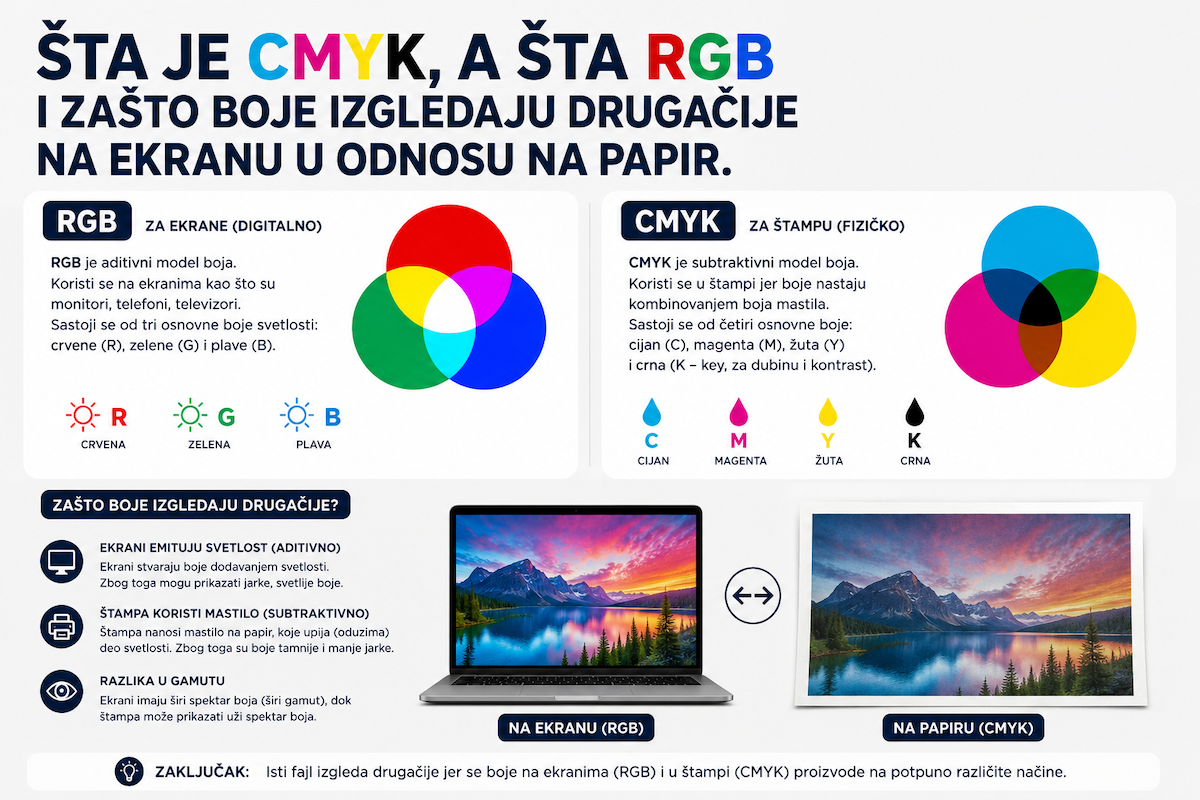 Zašto se boje razlikuju na ekranu i papiru: Razlika između RGB i CMYK modela