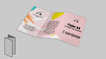 Flajer A4 savijen na trećinu (Z-savijanje)